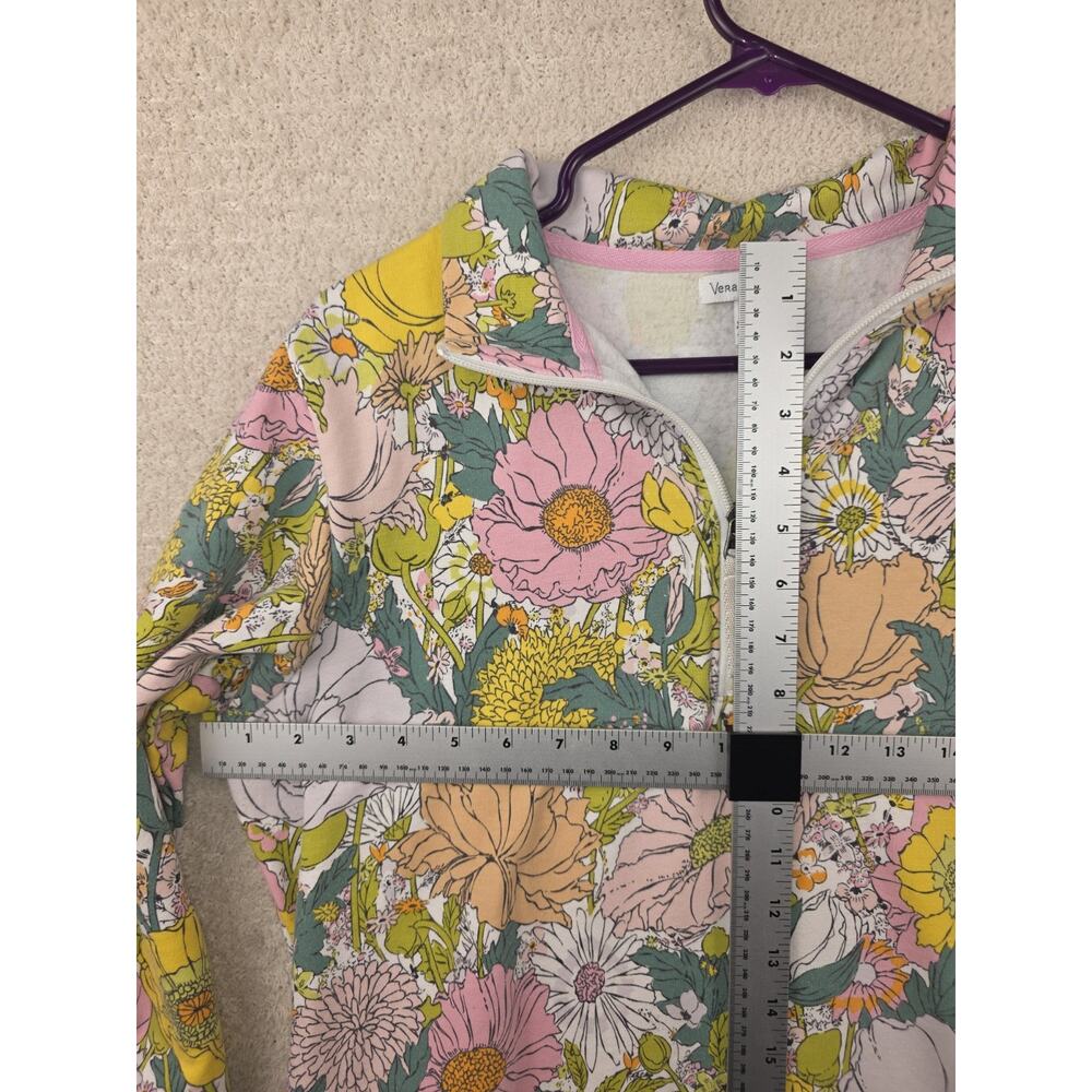 Vera Bradley Floral Print Quarter-Zip Pullover Sweatshirt Size L/G - Picture 7 of 9